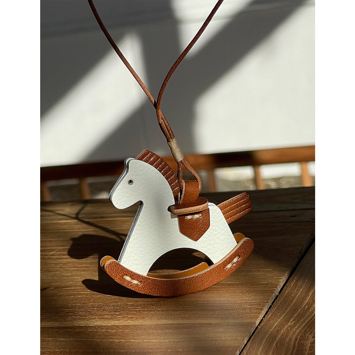 Handmade Full Grain Leather Rocking Horse Bag Charm & Keychain detail image 2