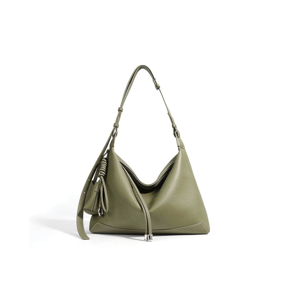 Top Grain Leather Simple Hobo Bag with Adjustable Strap detail image 12