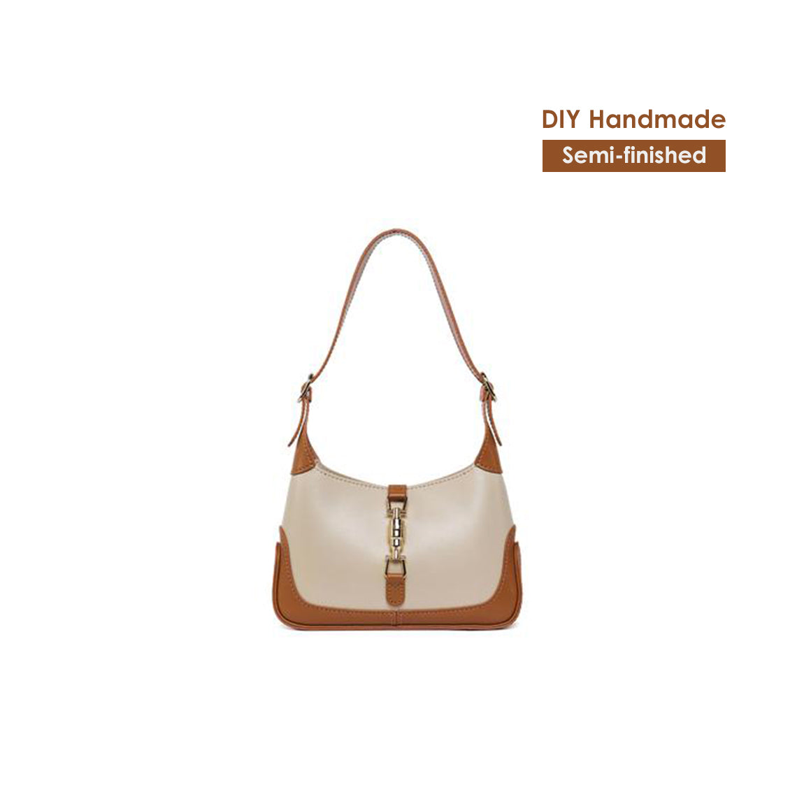 Hobo Shoulder Bag DIY Leathercraft Kit – Brown & Beige or White product image 1