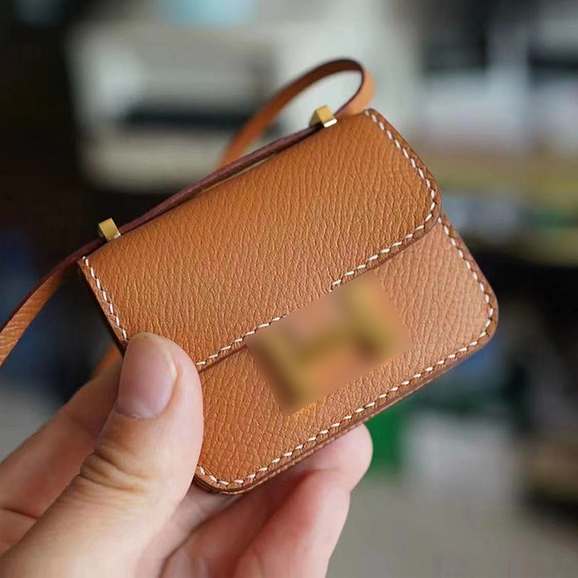 Full Grain Leather Mini Tofu Bag Charm DIY Kit with Pre-Cut Panels product image 1