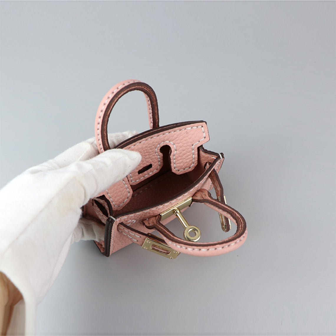 Mini Top Handle Leather Bag Charm DIY Kit – Hand Sewn, Top Grain Leather, 7 Colors detail image 10