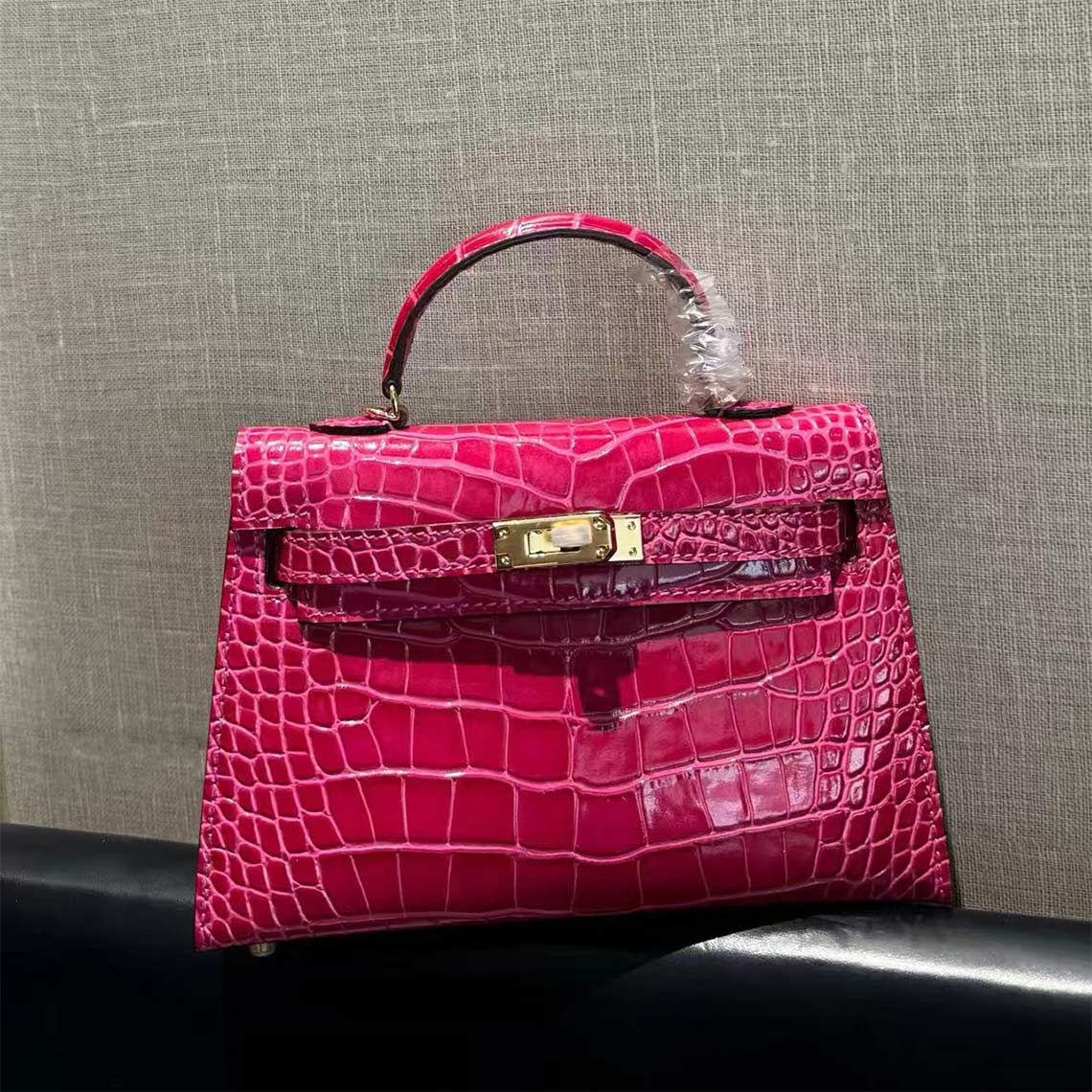 Croc Embossed Leather Mini Top Handle Bag with Detachable Strap detail image 18