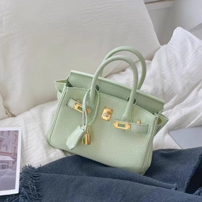 Mini Top Handle Bag 20 in Pebbled Grain Leather with Adjustable Strap detail image 4