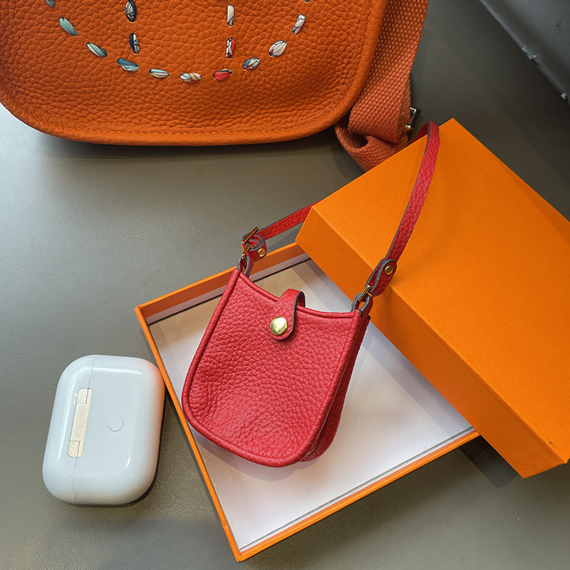 Top Grain Leather Mini Crossbody Bag Charm and AirPods Holder detail image 10