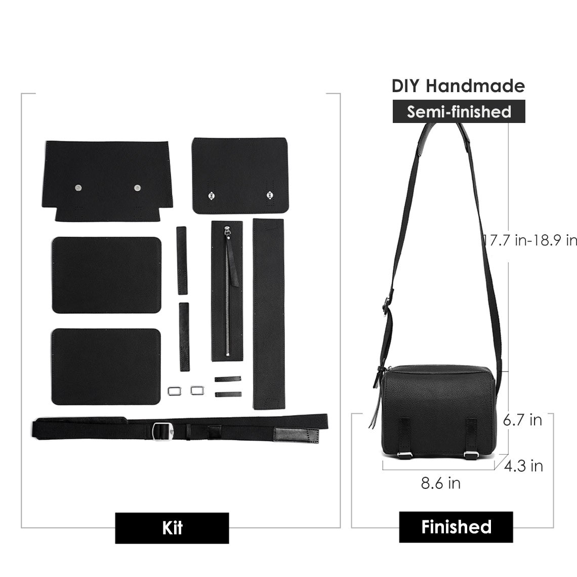 Handsewn Top Grain Leather Mini Messenger Bag DIY Kit product image 1