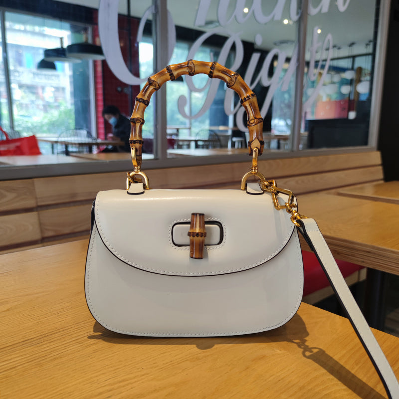 Genuine Leather Retro Bamboo Top Handle Mini Bag detail image 6