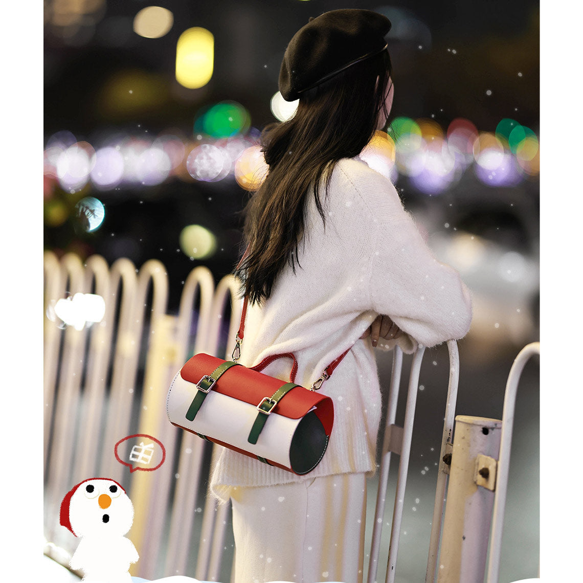 Cylinder Satchel Leather Bag DIY Kit with Top Handle and Crossbody Strap detail image 5