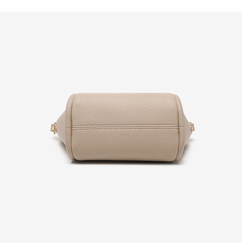 Compact Cowhide Leather Handbag with Detachable, Adjustable Strap detail image 4