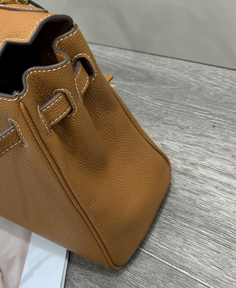 Top Grain Leather Mini Top Handle Bag with Detachable Strap detail image 5