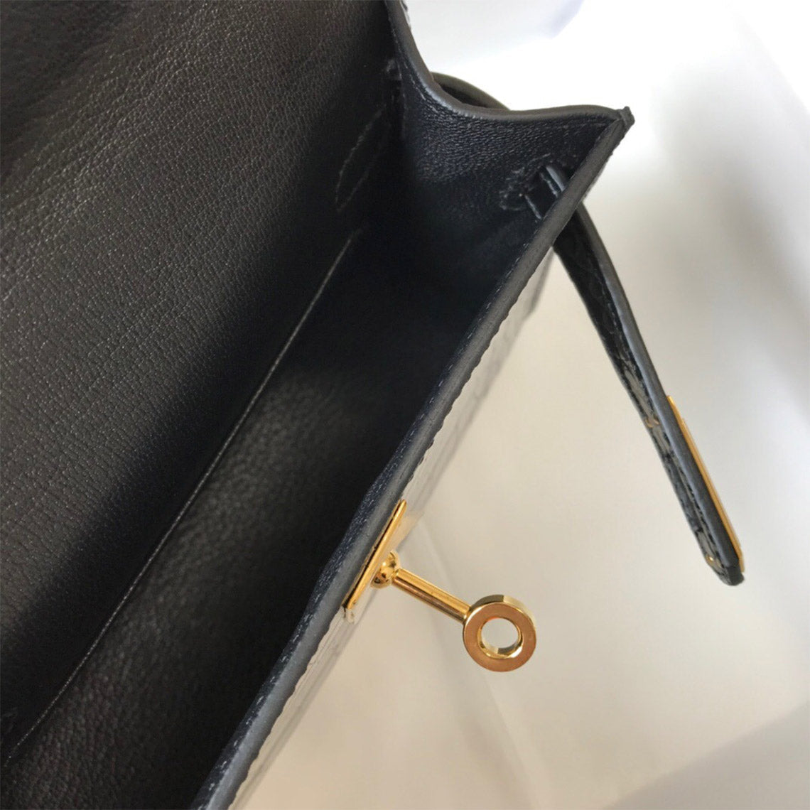Croc Embossed Leather Mini Top Handle Bag with Detachable Strap detail image 11