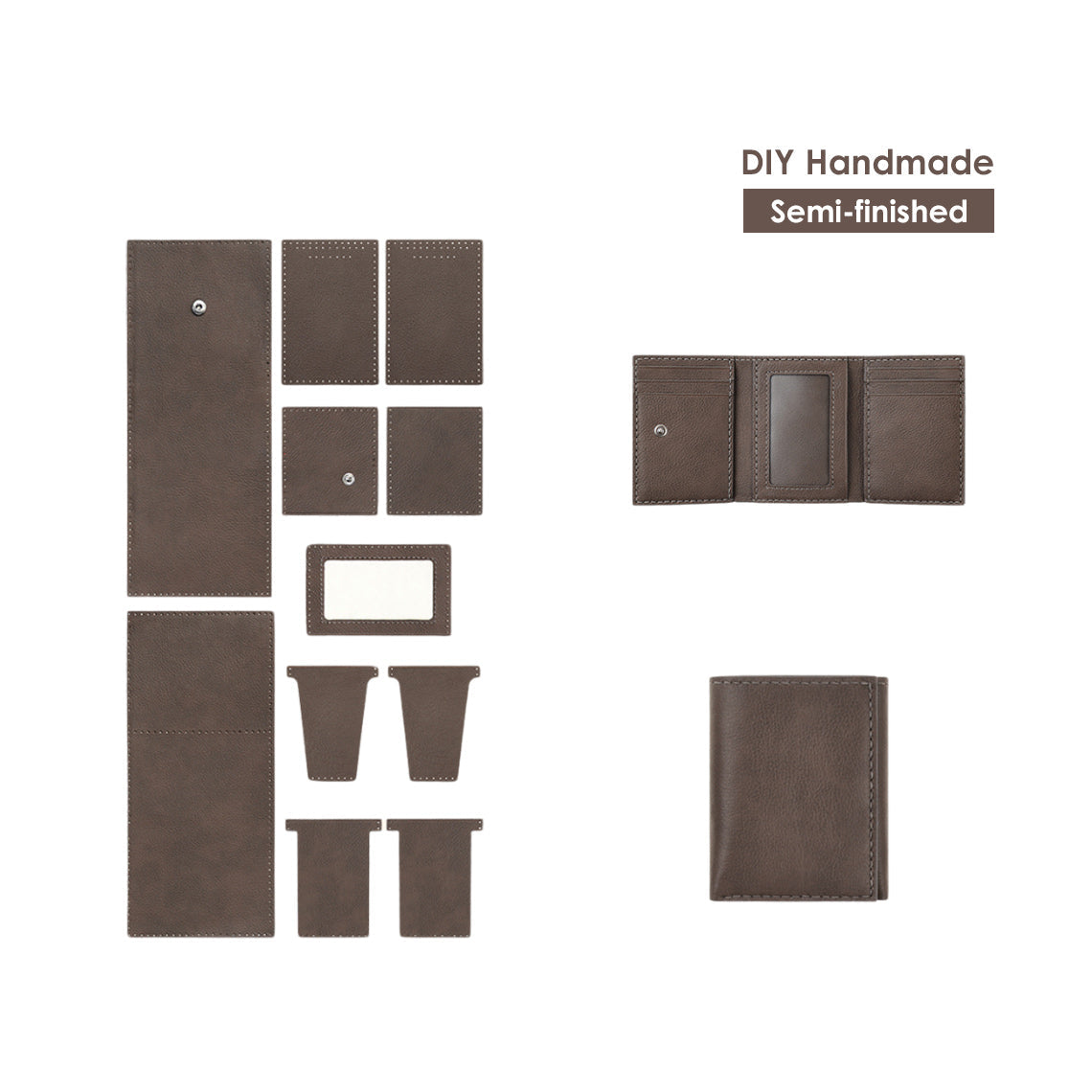Top Grain Leather Trifold Wallet DIY Kit with Buckle - Hand Sewing Project product image 1