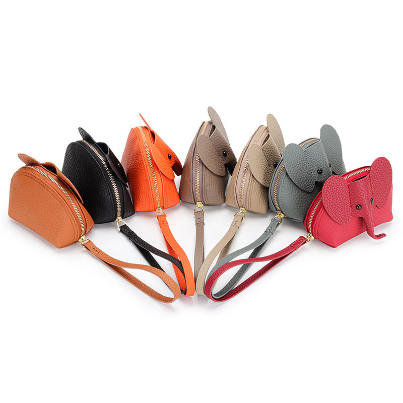 Cartoon Elephant Change Purse Top Grain Leather Card Holder detail image 1