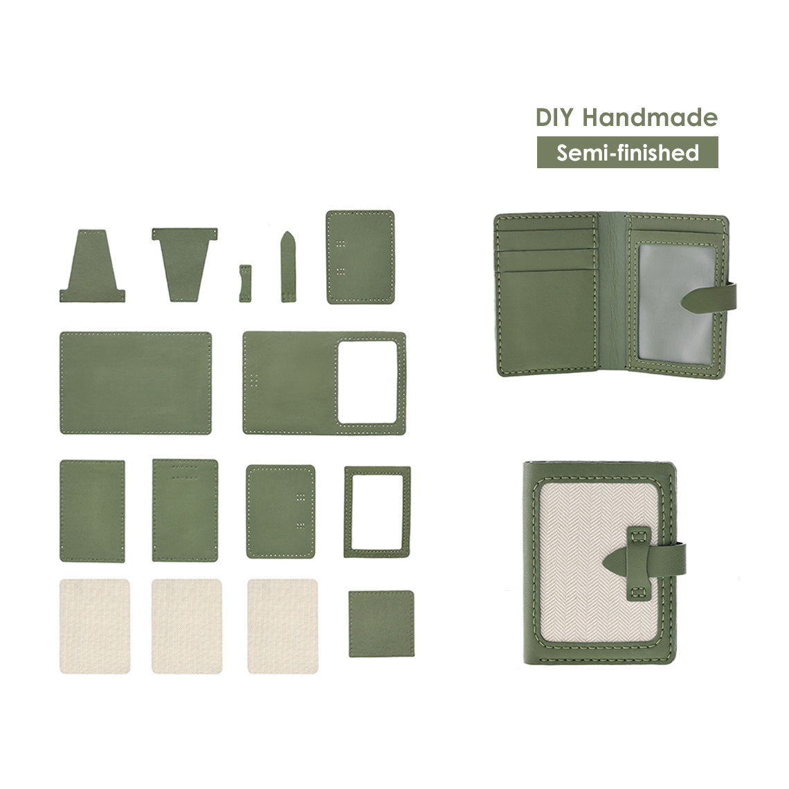 Hand Sewn Leather DIY Wallet Kit with Recycled Fabric Panels product image 1