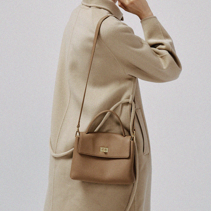 Pebbled Grain Leather Square Bag – Handbag, Shoulder, or Crossbody detail image 4