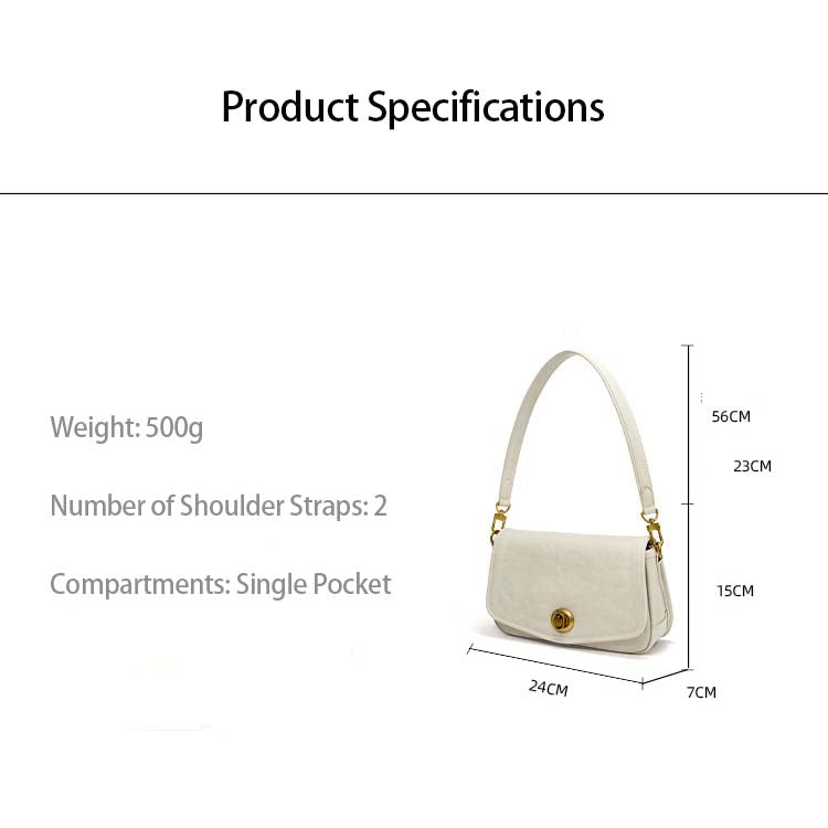 French Underarm Leather Bag Premium Square Handbag – Off-White, Dark Brown, Deep Black detail image 4