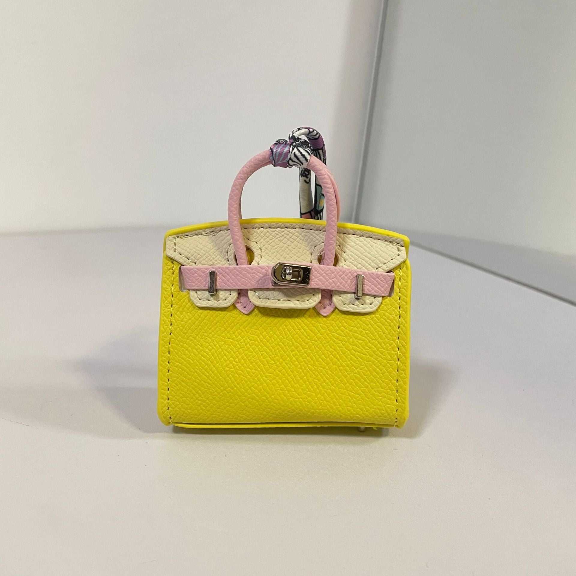 Mini Top Handle Bag Charm Keychain with AirPods Holder in PU Leather, 8cm Wide, Multi-Color Options detail image 12