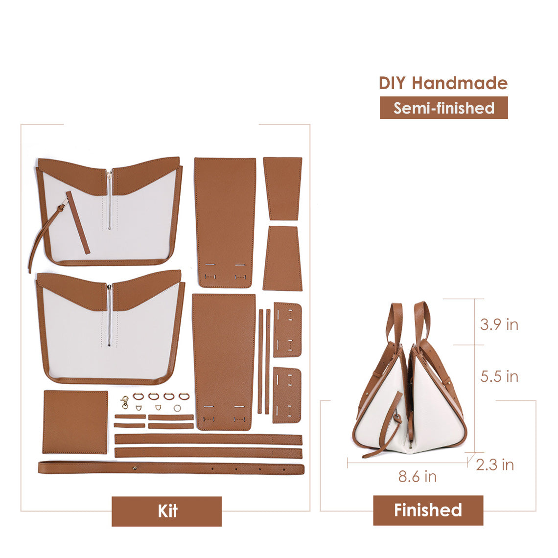 Handsew Your Own Leather Fold Bag DIY Kit – Genuine Cow Split Leather product image 1