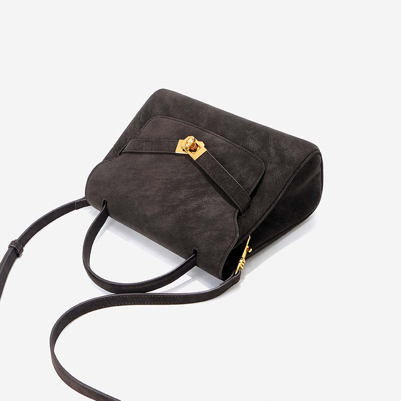 Classic Medium Leather Satchel with Top Handle and Crossbody Strap detail image 16