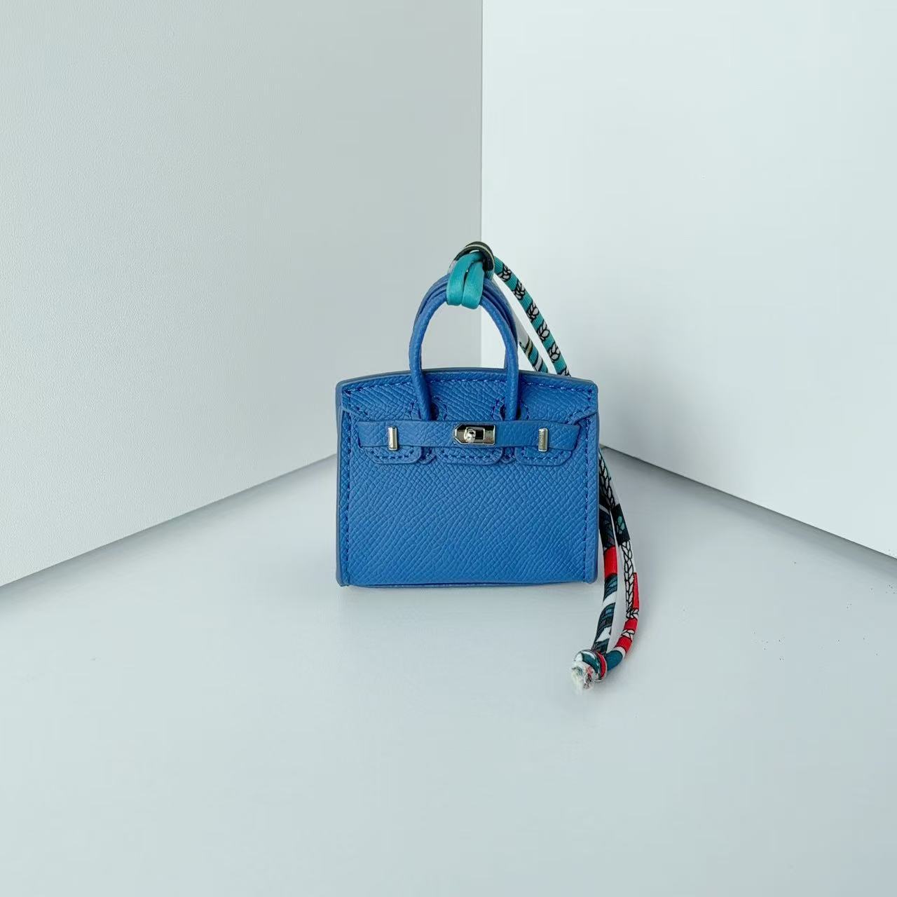 Mini Top Handle Bag Charm Keychain with Earphone Case in PU Leather detail image 11