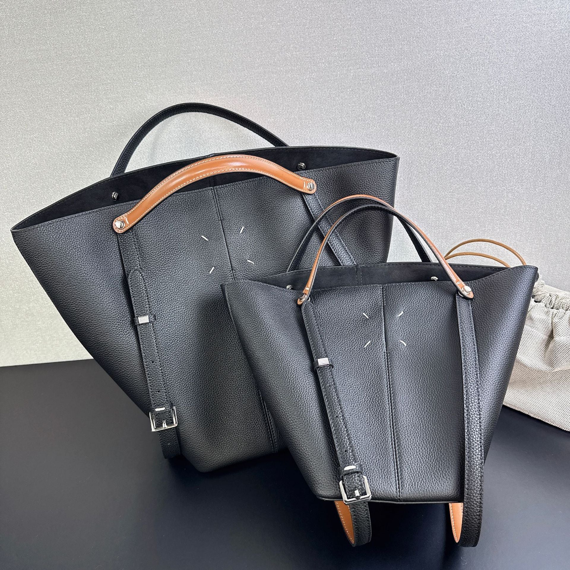 Top Grain Leather Bucket Bag with Shoulder Strap – Small and Large Sizes product image 1