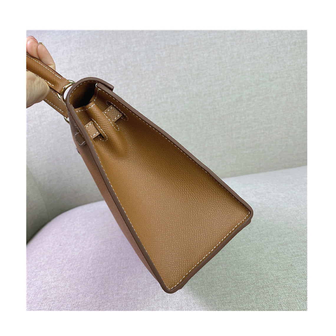 Top Grain Leather Fine Embossed Grain Top Handle Bag detail image 8