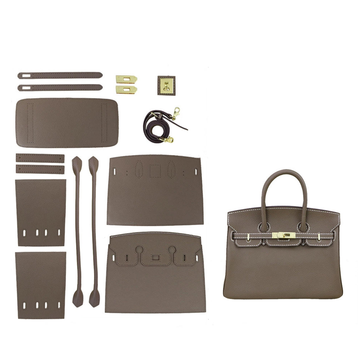 Top Grain Leather Handbag DIY Kit – Sew Your Own Bag (3 Sizes, 14 Colors) detail image 14