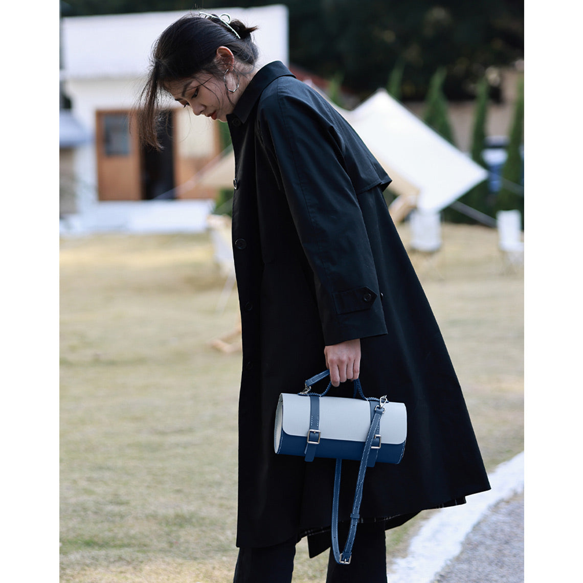 Cylinder Satchel Leather Bag DIY Kit with Top Handle and Crossbody Strap detail image 9