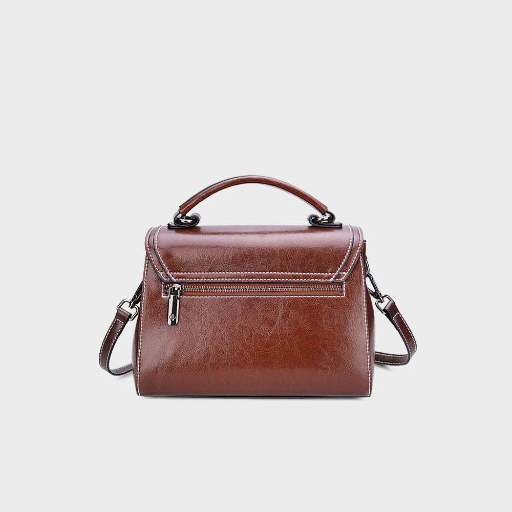 Genuine Leather Handbag - Top Grain Cowhide Square Bag detail image 15