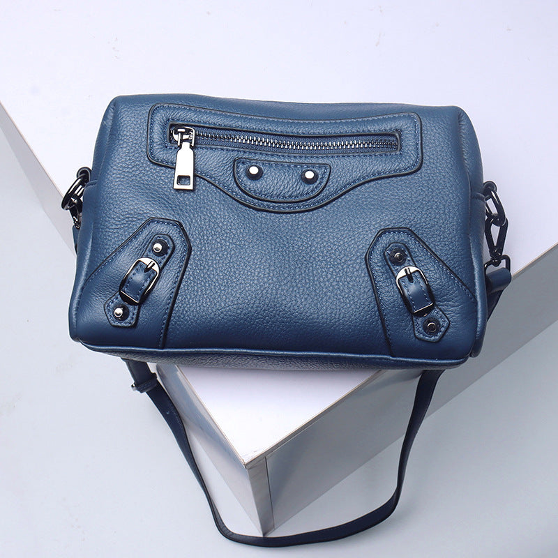 Top Grain Leather City Shoulder Bag with Zipper Closure for Women detail image 6
