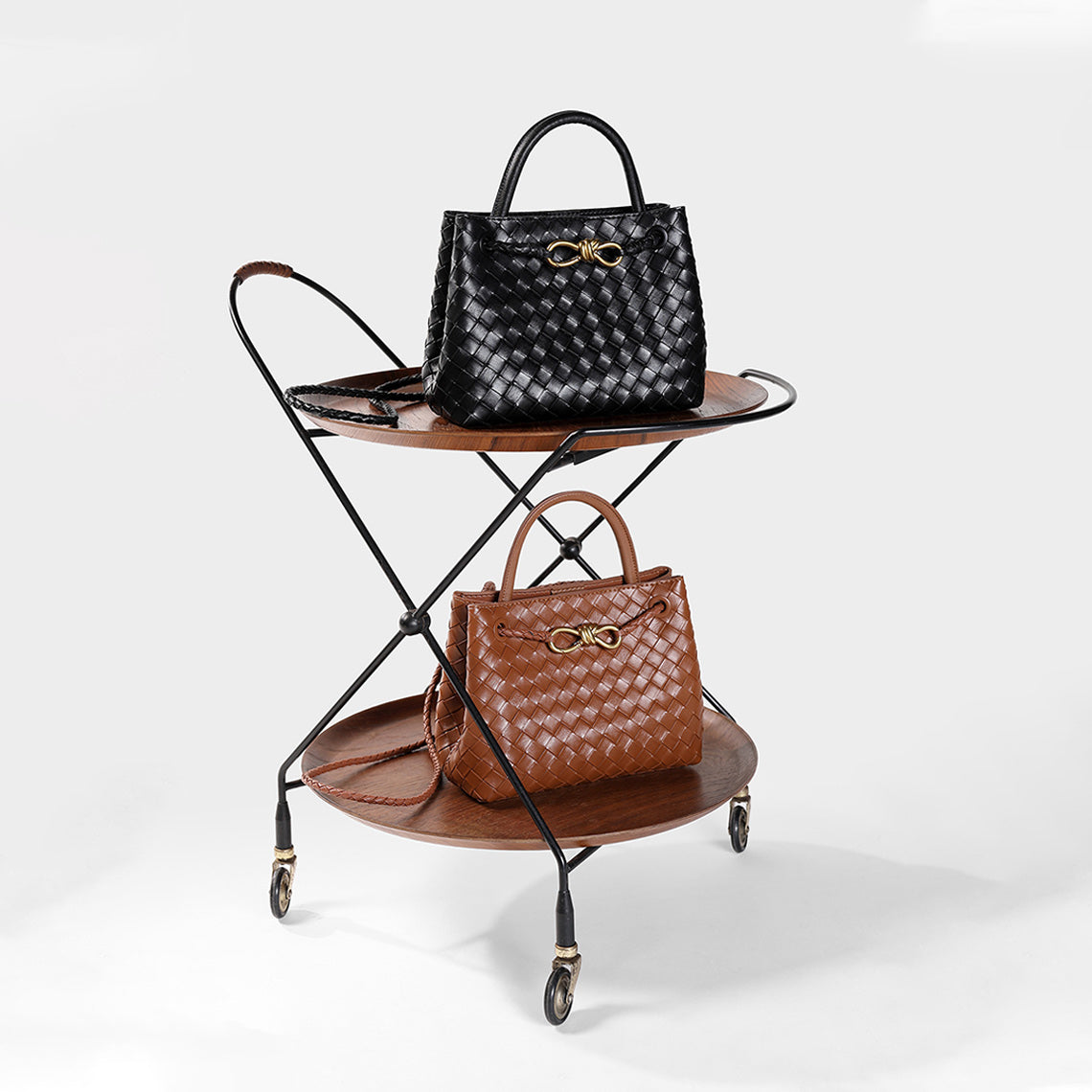 HandsewGift DIY Woven Leather Small Tote Kit – Black or Brown detail image 2