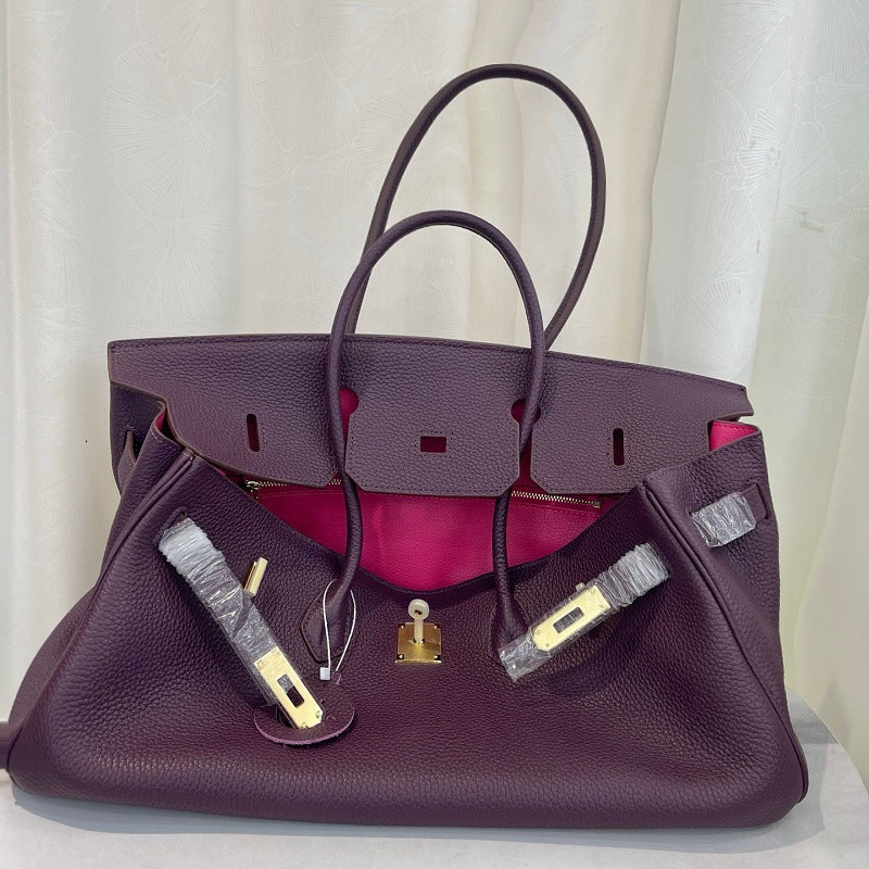 Top Grain Leather Shoulder Bag 40 cm with Contrast Lining detail image 7