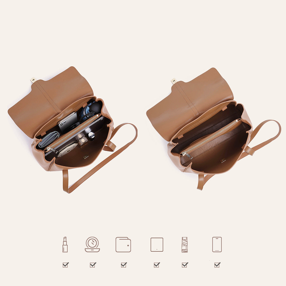 Handsewgift Leather Tote Bag DIY Kit – Brown Large, Brown Medium, Grey Medium detail image 6