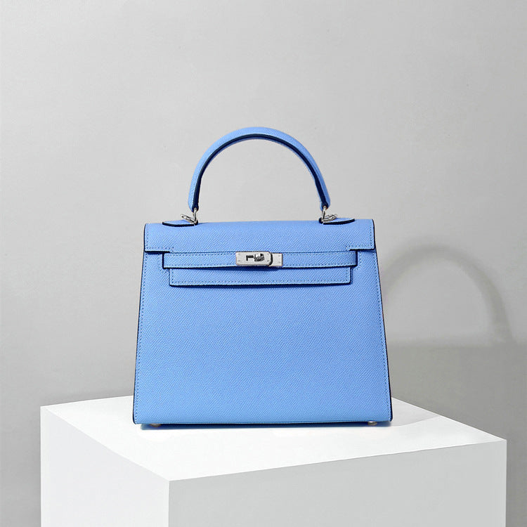 Top Handle Leather Handbag with Detachable Strap – 4 Sizes, 29 Colors detail image 17