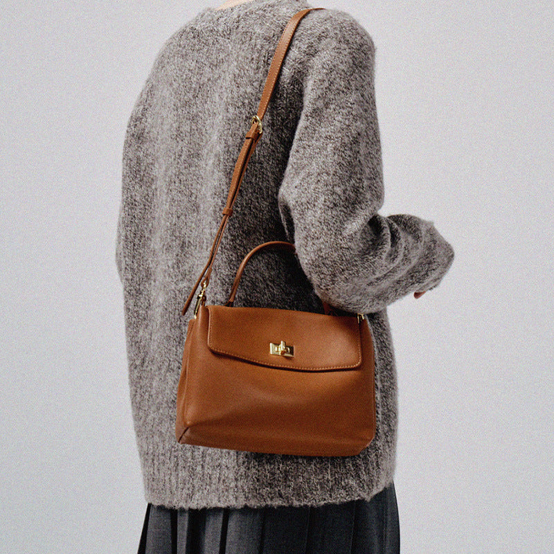 Soft Leather Square Bag for Women – Handbag, Shoulder Bag, Crossbody in Yellow, Black, Brown, Off-white detail image 2