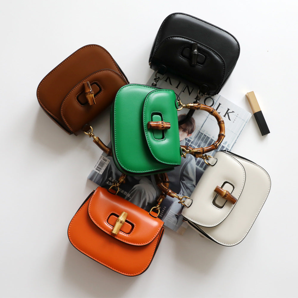 Genuine Leather Retro Bamboo Top Handle Mini Bag detail image 1