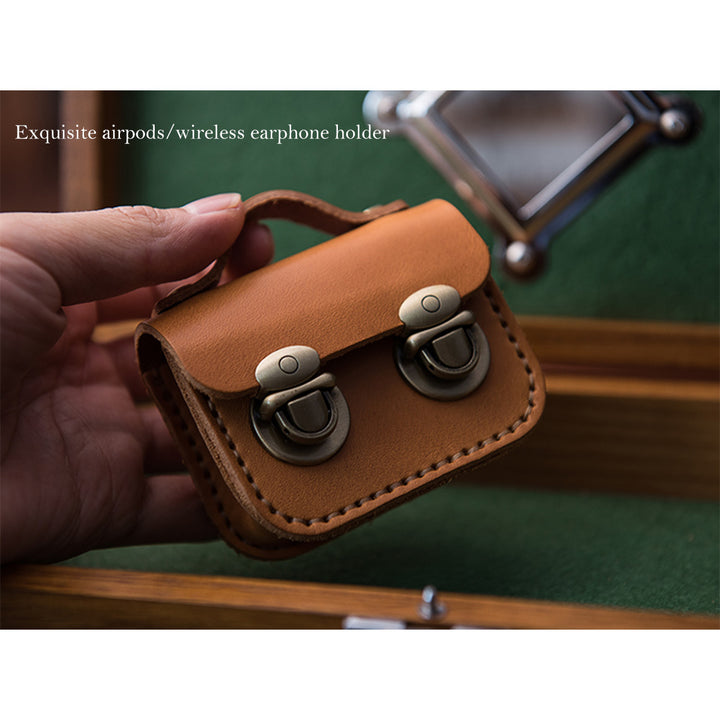Handsewn Mini Satchel Bag Charm in Vegetable Tanned Leather detail image 5