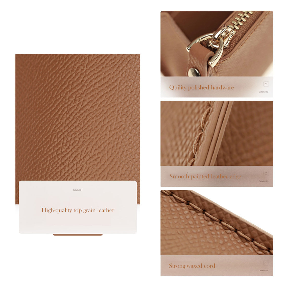 Top Grain Leather Compact Coin Purse DIY Kit – Hand Sewing Project detail image 5