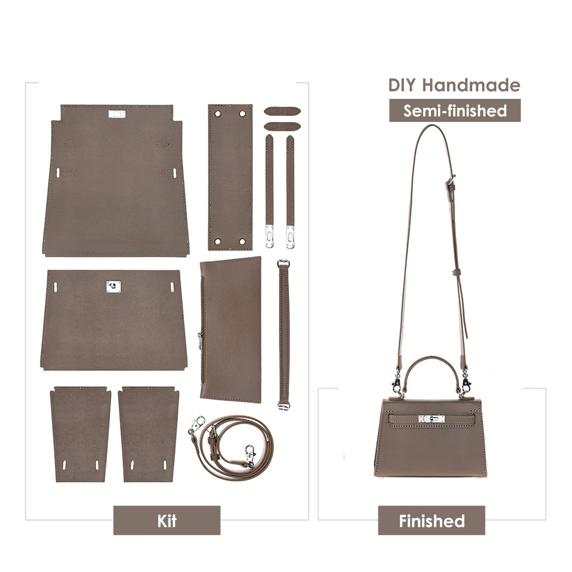 HandsewGift Top Grain Leather Sellier Bag DIY Kit — Normal & Mini Sizes product image 1