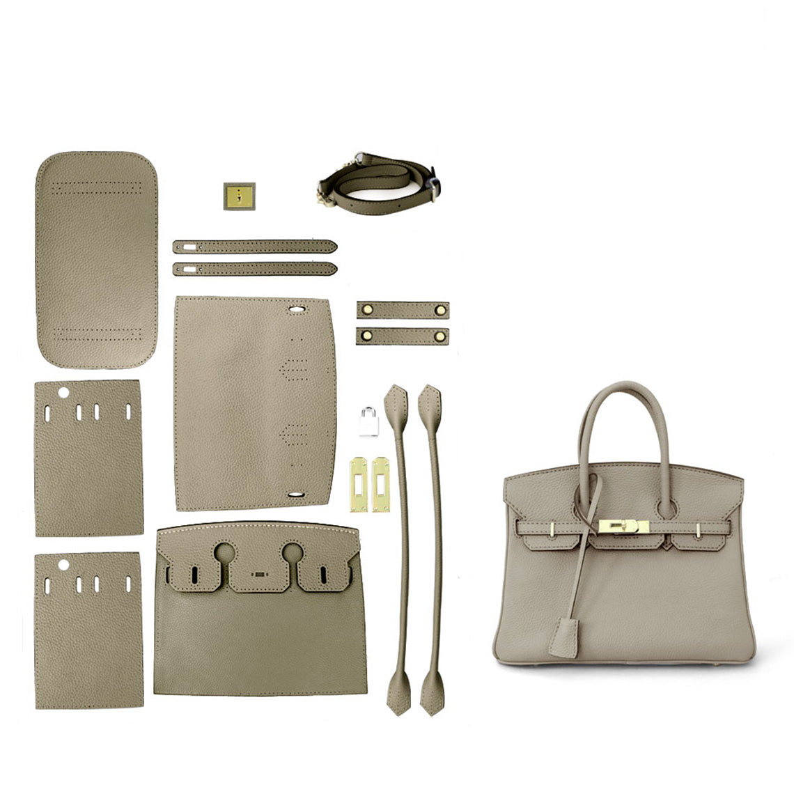 Top Grain Leather Handbag DIY Kit – Sew Your Own Bag (3 Sizes, 14 Colors) detail image 13