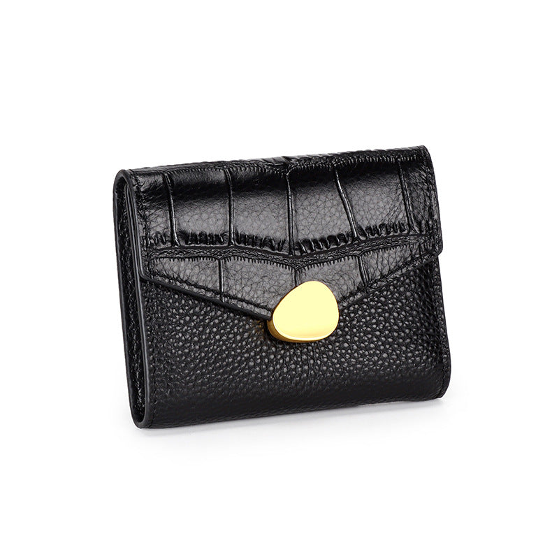 Crocodile Pattern Top Grain Leather Short Wallet Purse product image 1