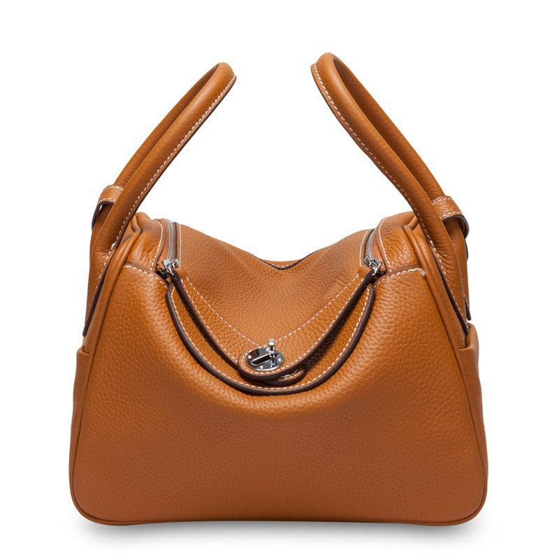 Pebbled Grain Leather Shoulder Bag with Silver Hardware – Medium and Large Sizes detail image 13