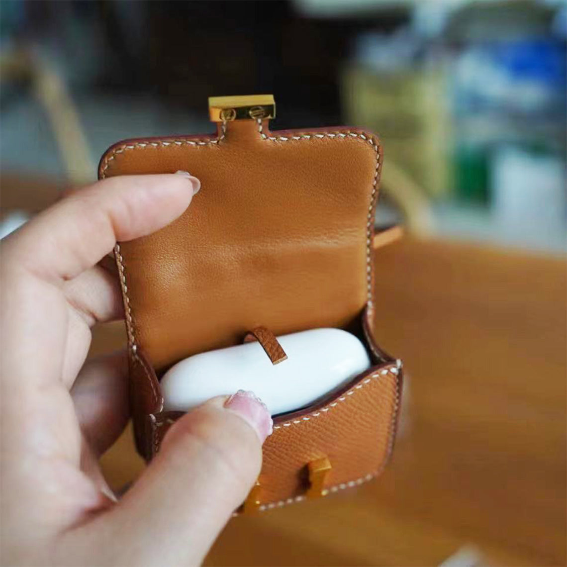 Full Grain Leather Mini Tofu Bag Charm DIY Kit with Pre-Cut Panels detail image 2