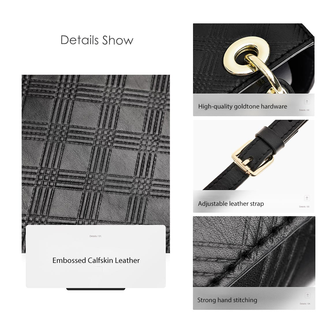 Top Grain Calfskin Leather Lady Handbag DIY Kit with Pre-Cut Pieces detail image 9