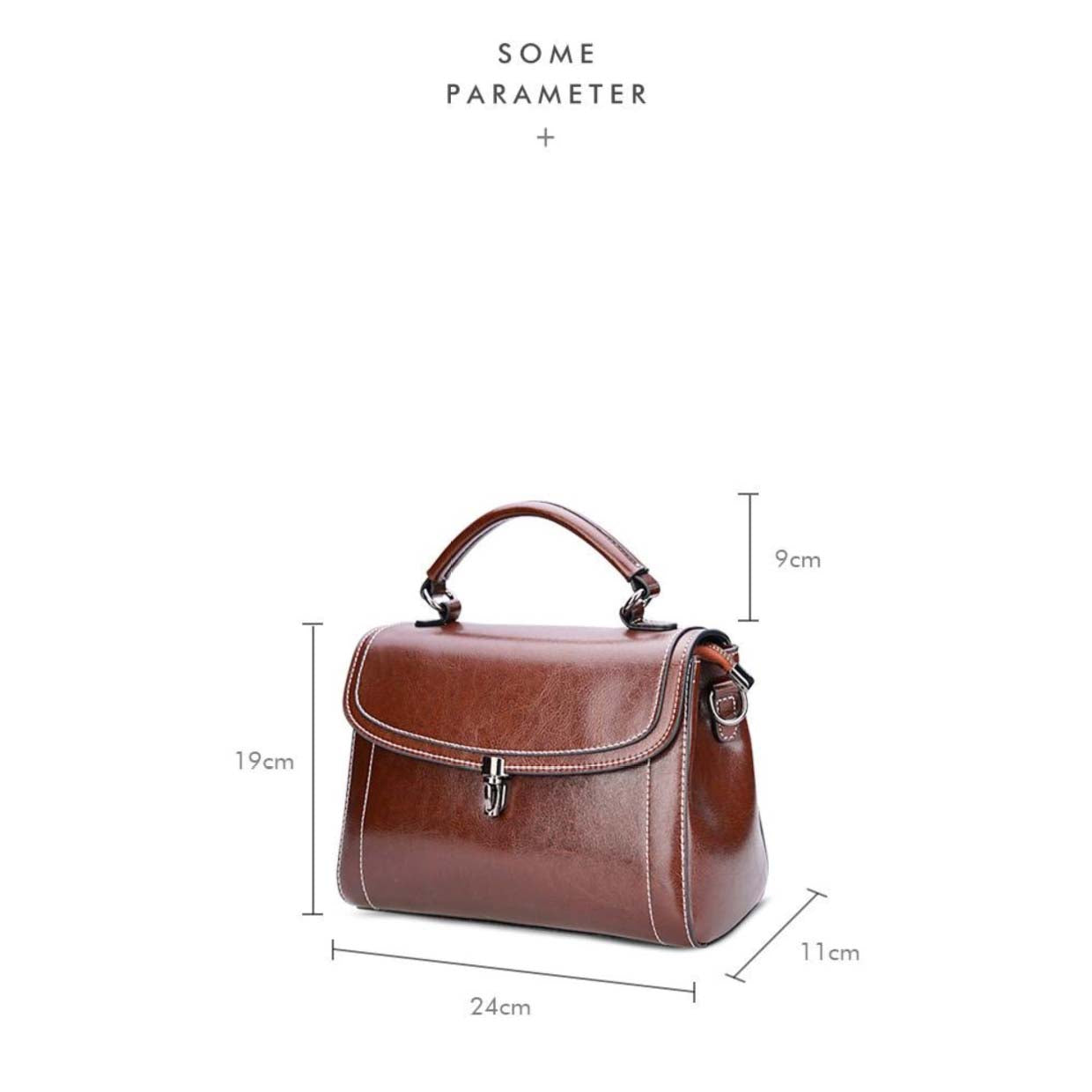 Genuine Leather Handbag - Top Grain Cowhide Square Bag detail image 1