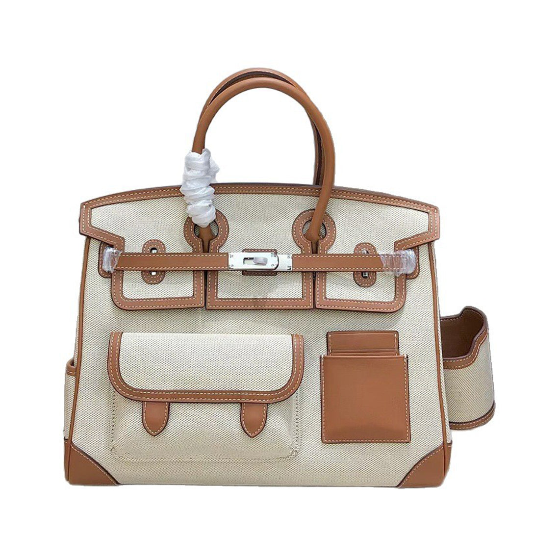 Cargo Top Handle Bag 35cm in Smooth Calfskin and Canvas product image 1