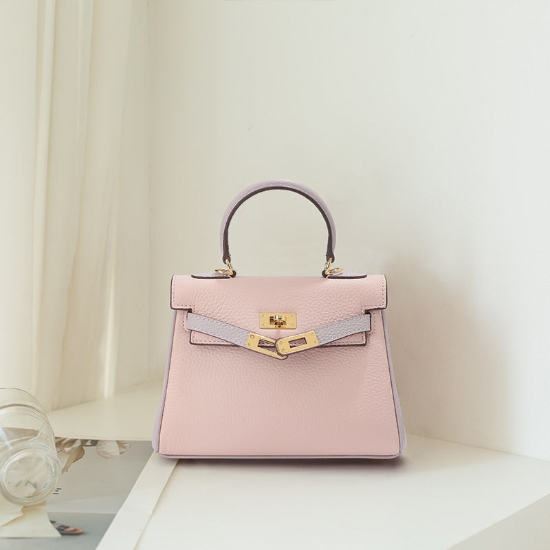 Mini Bi-Color Top Handle Bag 20cm in Cowhide Leather detail image 1