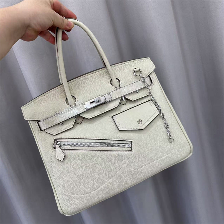 Rock Top Handle Bag in Top Grain Leather – Unisex, 25cm & 30cm detail image 3
