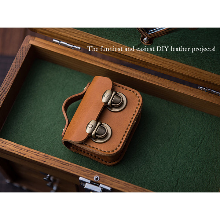 Handsewn Mini Satchel Bag Charm in Vegetable Tanned Leather detail image 4