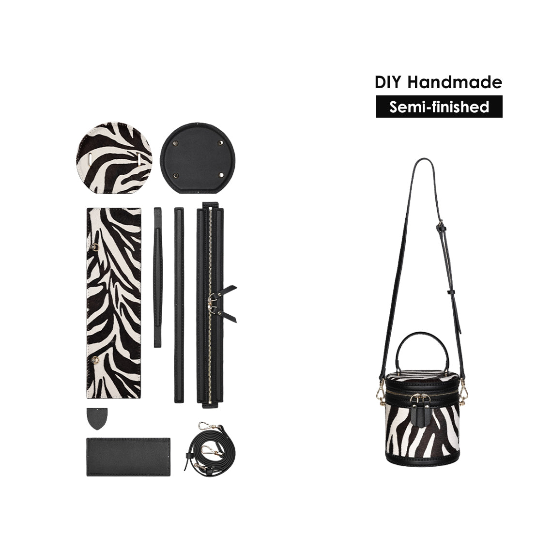 DIY Leather Bucket Bag Kit – Hand Sewn Top Grain Leather, Small & Large Sizes product image 1