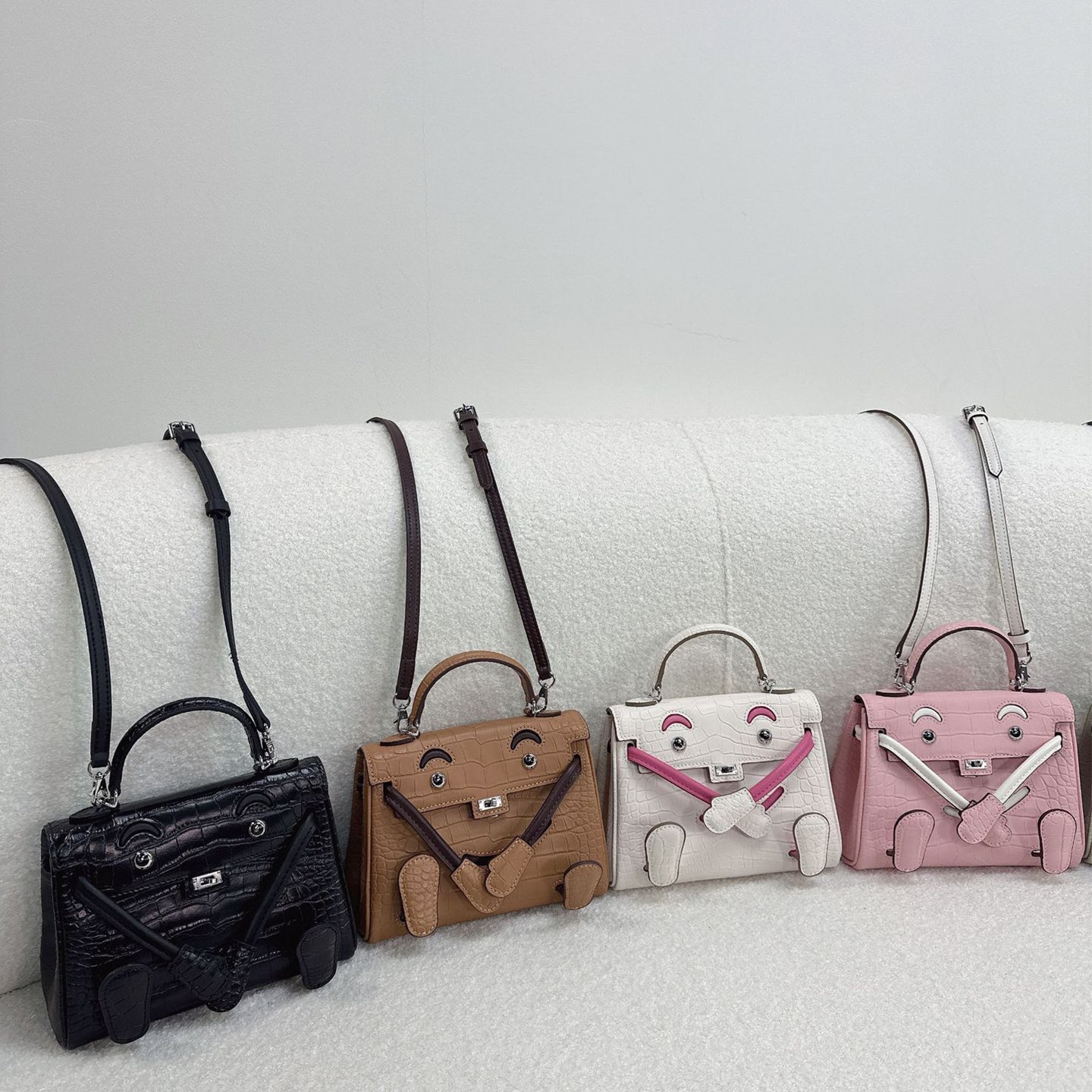 Mini Leather Bag Charm Keychain – Croc-Embossed & Smooth Calfskin, 11 Colors product image 1